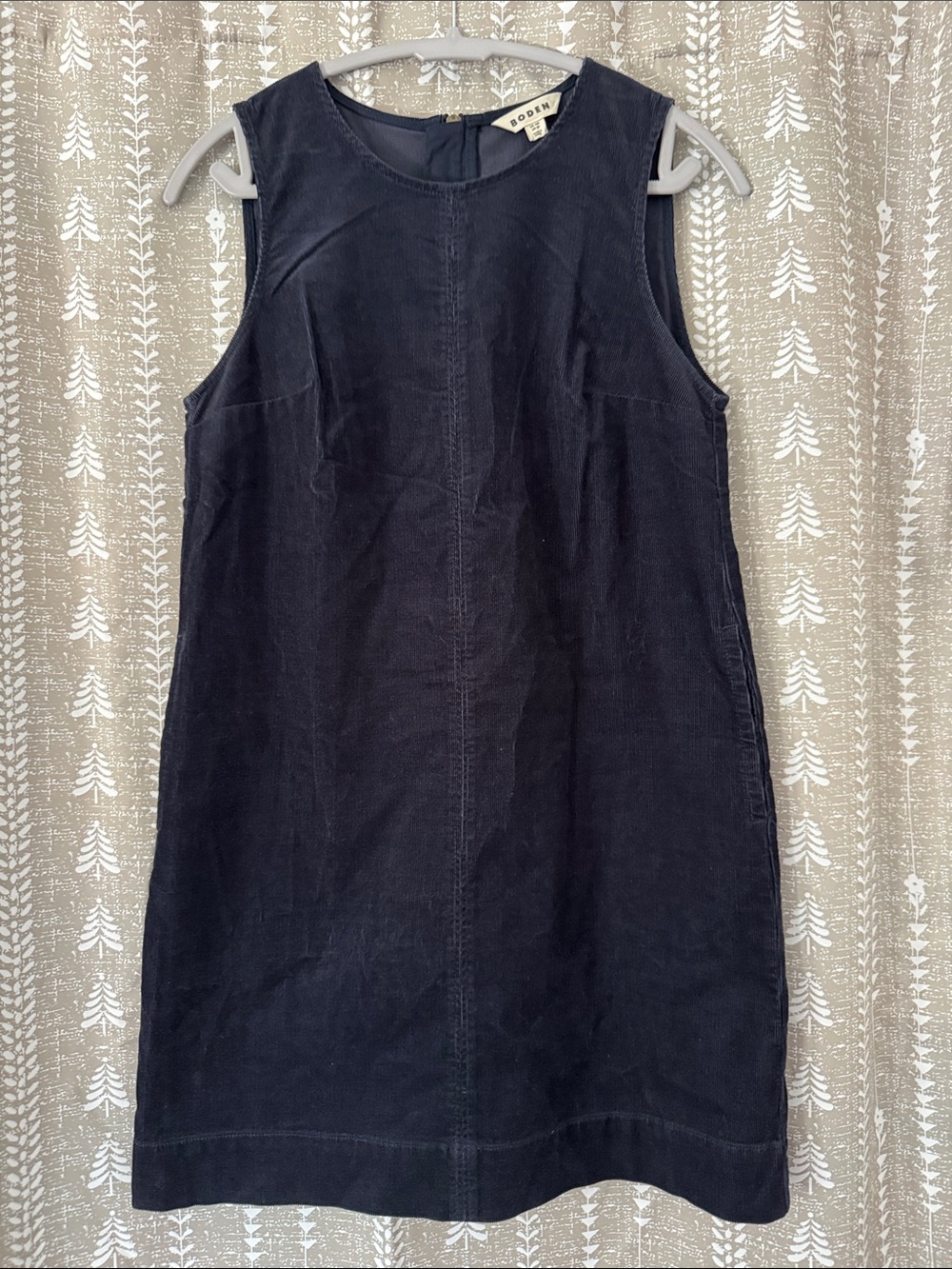 Modern Sleeveless Navy Corduroy Shift Dress - Boden